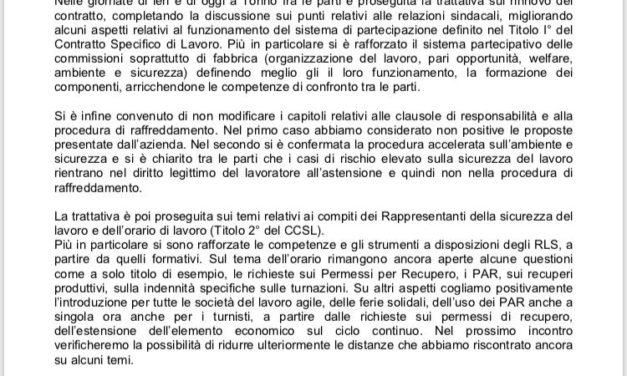 FCA, CNHI E FERRARI: PROSEGUE LA TRATTATIVA SUL CONTRATTO