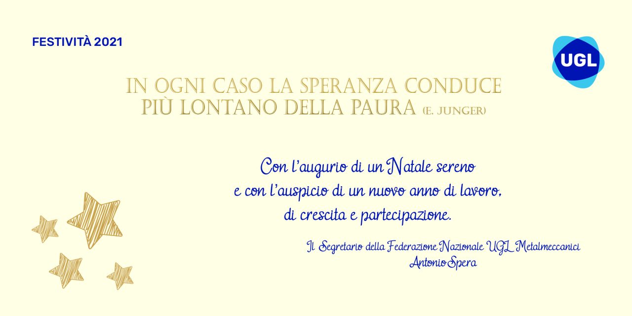 AUGURI DALLA SEGRETERIA NAZIONALE UGL METALMECCANICI