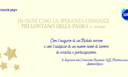 AUGURI DALLA SEGRETERIA NAZIONALE UGL METALMECCANICI