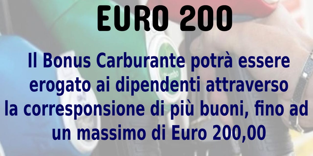 BONUS CARBURANTE EURO 200