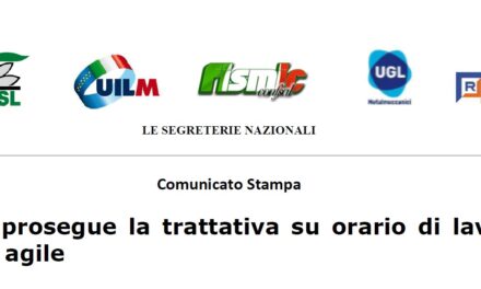 CCSL: PROSEGUE LA TRATTATIVA SU ORARIO DI LAVORO, LAVORO AGILE