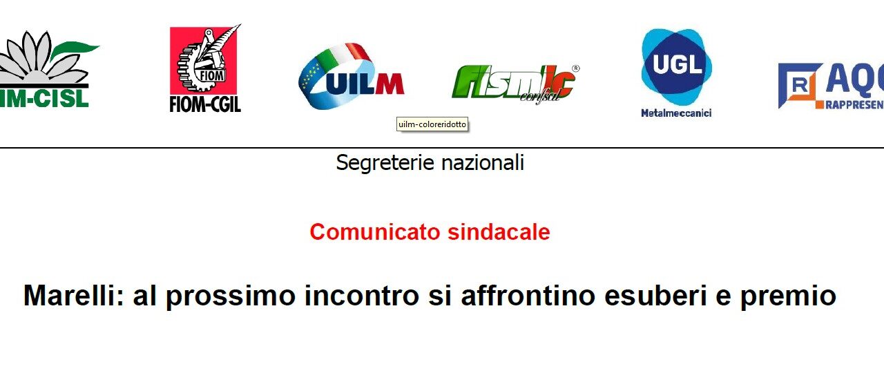 MARELLI: AL PROSSIMO INCONTRO SI AFFRONTINO ESUBERI E PREMIO