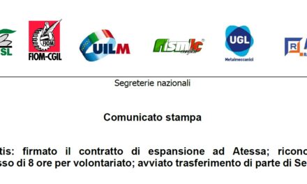 Stellantis: firmato il contratto di espansione ad Atessa; riconosciuto permesso di 8 ore per volontariato; avviato trasferimento di parte di Servicies