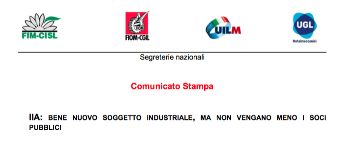 IIA: BENE NUOVO SOGGETTO INDUSTRIALE, MA NON VENGANO MENO I SOCI PUBBLICI