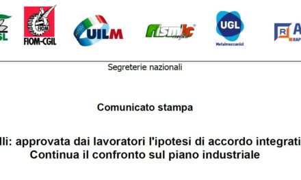 MARELLI: APPROVATA DAI LAVORATORI L’IPOTESI DI ACCORDO INTEGRATIVO. CONTINUA IL CONFRONTO SUL PIANO INDUSTRIALE