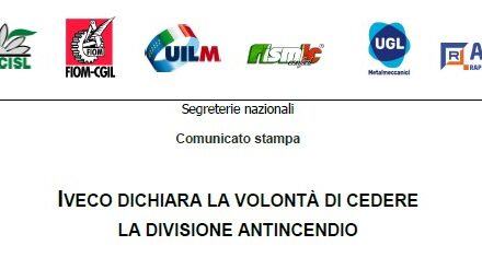 IVECO DICHIARA LA VOLONTÀ DI CEDERE LA DIVISIONE ANTINCENDIO