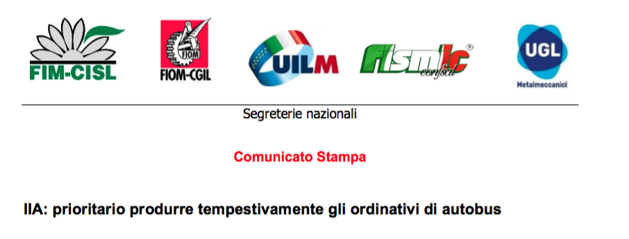 IIA: PRIORITARIO PRODURRE TEMPESTIVAMENTE GLI ORDINATIVI DI AUTOBUS