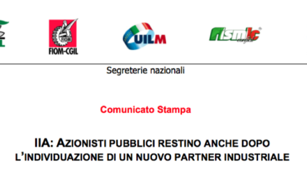 AZIONISTI PUBBLICI RESTINO ANCHE DOPO L’INDIVIDUAZIONE DI UN NUOVO PARTNER INDUSTRIALE