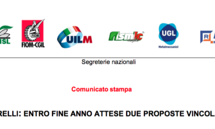 MARELLI: ENTRO FINE ANNO ATTESE DUE PROPOSTE VINCOLANTI