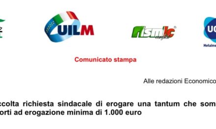 IVECO : ACCOLTA RICHIESTA SINDACALE DI EROGARE UNA TANTUM CHE SOMMATA AL PREMIO PORTI AD EROGAZIONE MINIMA DI 1.000 EURO