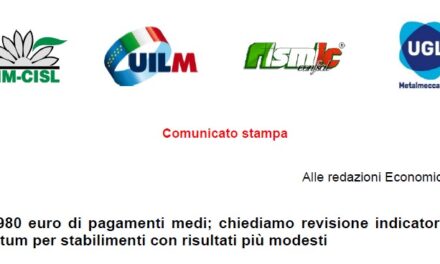 IVECO: 980 EURO DI PAGAMENTI MEDI; CHIEDIAMO REVISIONE INDICATORI FUTURI E UNA TANTUM PER STABILIMENTI CON RISULTATI PIÙ MODESTI