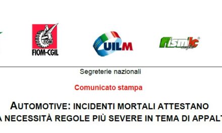 AUTOMOTIVE: INCIDENTI MORTALI ATTESTANO LA NECESSITÀ REGOLE PIÙ SEVERE IN TEMA DI APPALTI