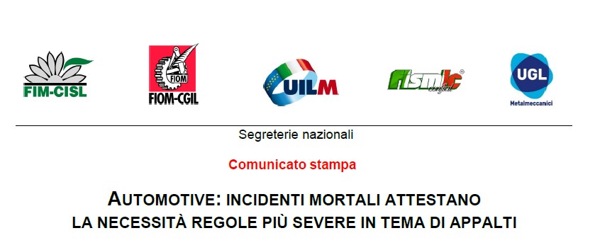 AUTOMOTIVE: INCIDENTI MORTALI ATTESTANO LA NECESSITÀ REGOLE PIÙ SEVERE IN TEMA DI APPALTI