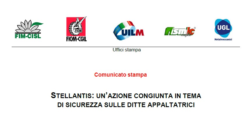 STELLANTIS : UN’AZIONE CONGIUNTA IN TEMA DI SICUREZZA SULLE DITTE APPALTATRICI