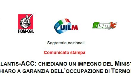 STELLANTIS-ACC: CHIEDIAMO UN IMPEGNO DEL MINISTERO CHIARO A GARANZIA DELL’OCCUPAZIONE DI TERMOLI