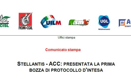 STELLANTIS – ACC: PRESENTATA LA PRIMA BOZZA DI PROTOCOLLO D’INTESA