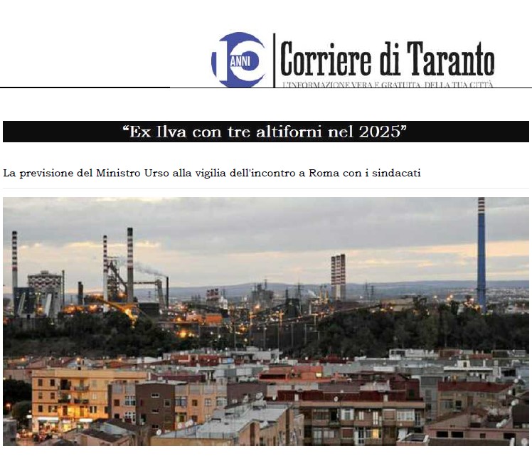 “EX ILVA CON TRE ALTIFORNI NEL 2025”