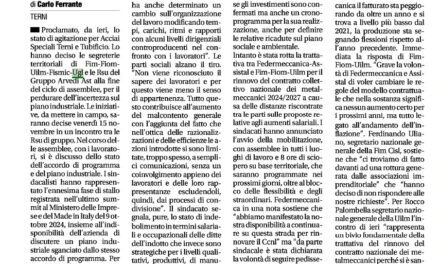 AST E TUBIFICIO: È STATO DI AGITAZIONE