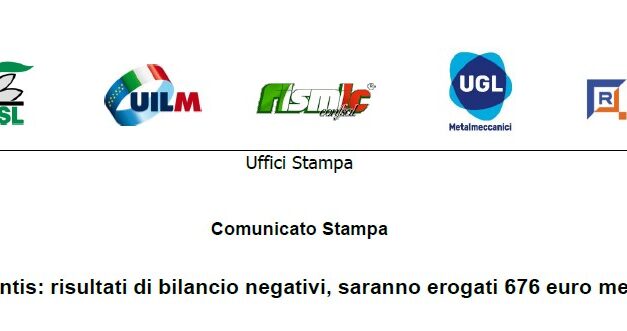 STELLANTIS: RISULTATI DI BILANCIO NEGATIVI, SARANNO EROGATI 676 EURO MEDI