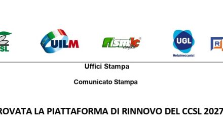 APPROVATA LA PIATTAFORMA DI RINNOVO DEL CCSL 2027-2030