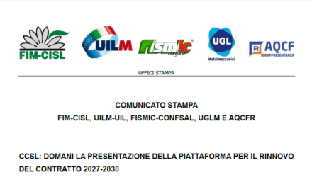 CCSL: DOMANI LA PRESENTAZIONE DELLA PIATTAFORMA PER IL RINNOVO DEL CONTRATTO 2027-2030